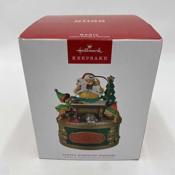 2022 HALLMARK SANTA'S WORKSHOP WONDERS MAGIC LIGHT SOUND & MOTION Ornament - Picture 3 of 16